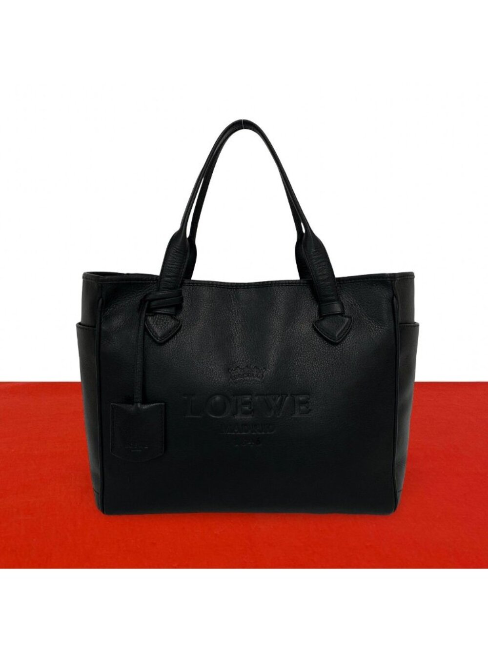 Loewe Vintage Heritage Leather Tote Shoulder Bag Black